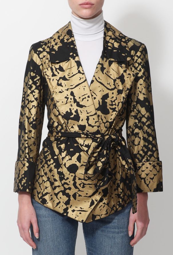 Saint Laurent Metallic Graphic Belted Jacket - 1