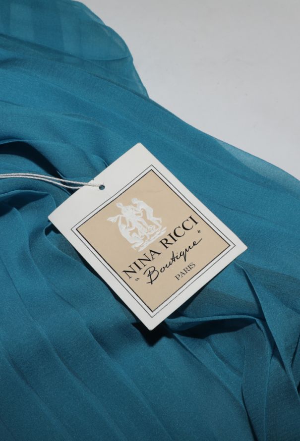 Nina Ricci Bicolor Pleated Silk Dress, 1970s - 6