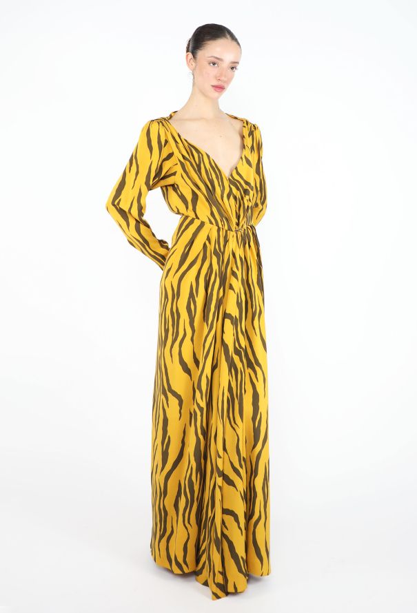 Saint Laurent Collector S/S 1989 Plunging Tiger Gown - 5