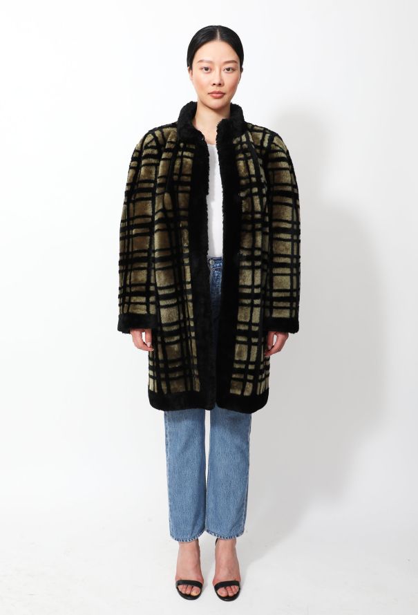 Dior Vintage Checkered Fur Coat - 3