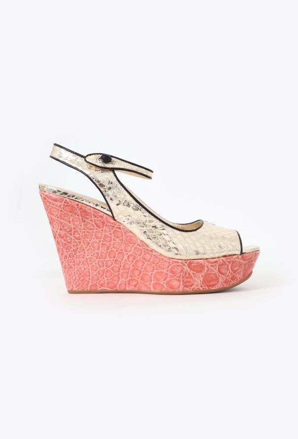 Prada S/S 2006 Embossed Croco Wedges - 1