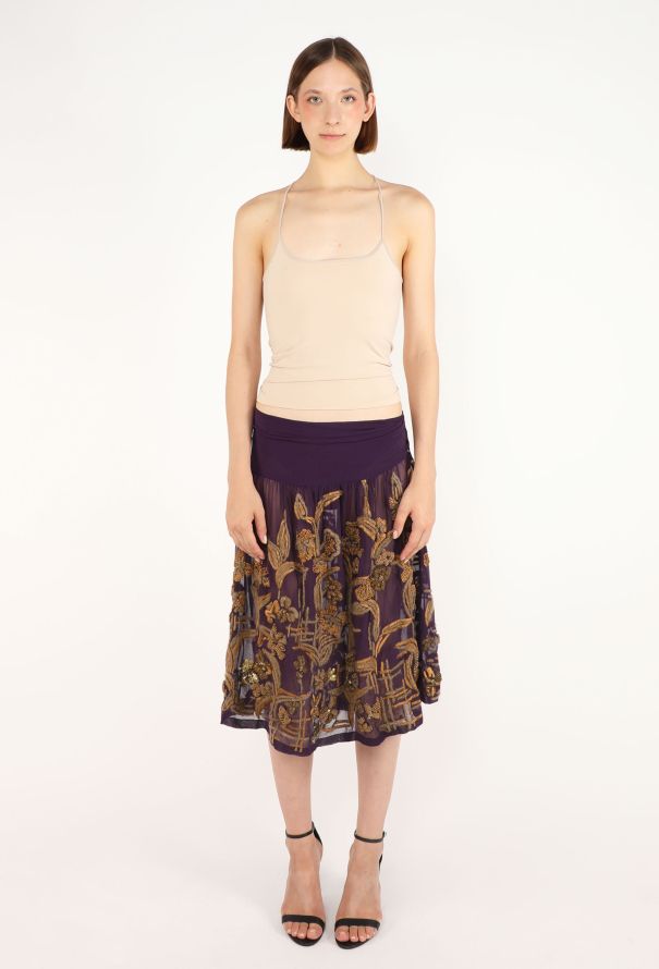 Dries Van Noten Embroidered Silk Skirt, 2006 - 3