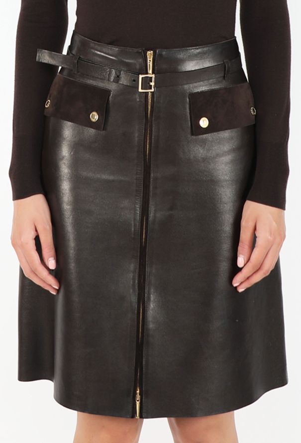 Gucci F/W 2000 Leather A-Line Skirt - 3