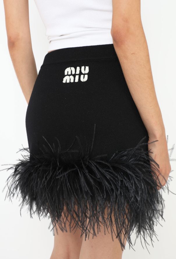 Miu Miu 2022 Cashmere Feather Trim Skirt - 1