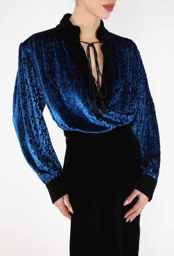 Saint Laurent RARE F/W 1986 Devoré Lavallière Blouse - 5