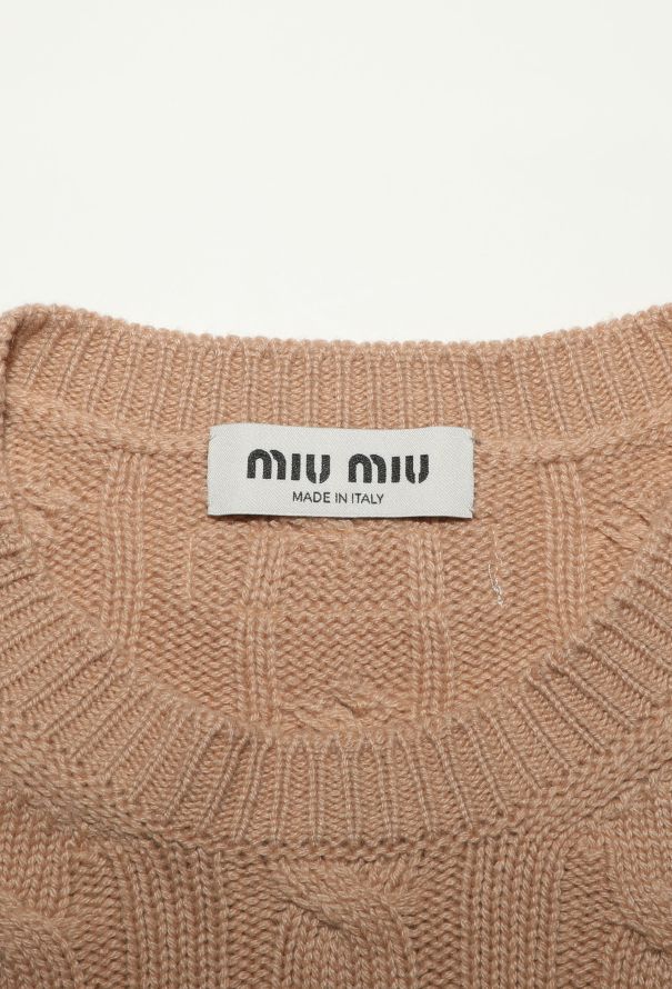 Miu Miu S/S 2022 Cropped Cashmere Cable-Knit Sweater - 5