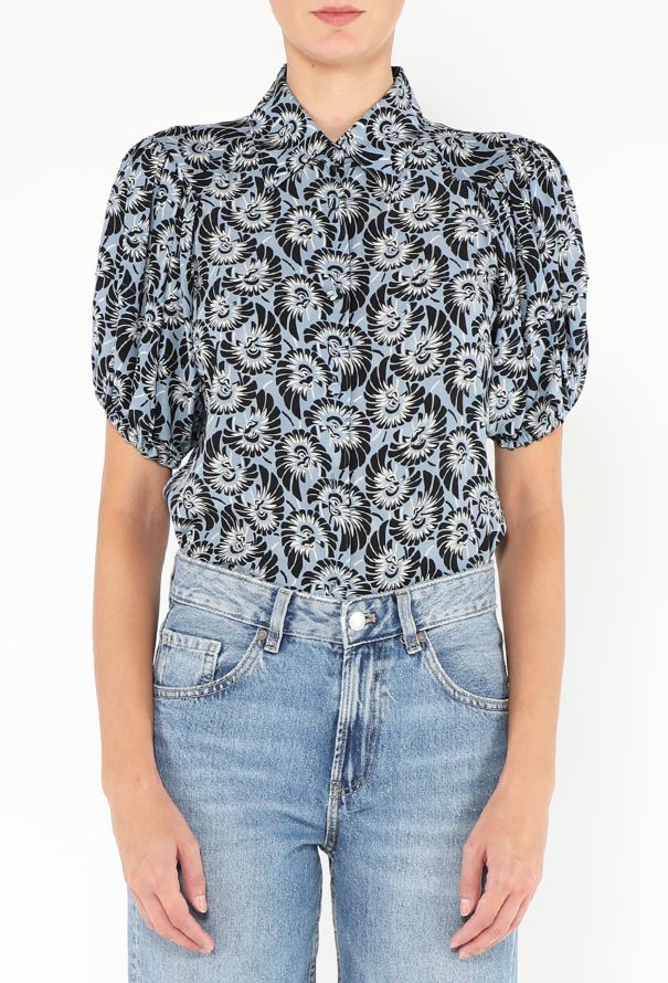 Prada 2016 Floral Printed Silk Blouse - 1
