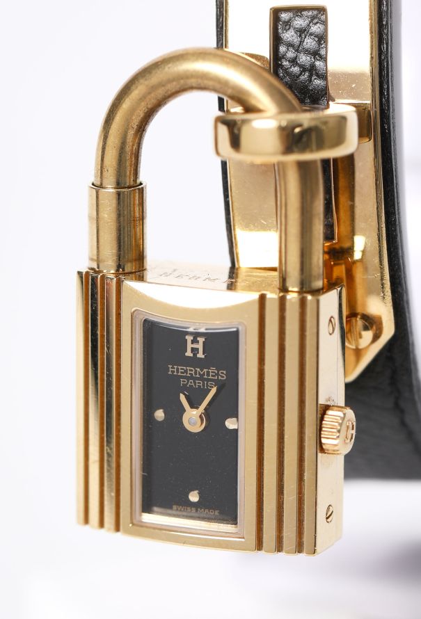 Hermès Vintage 1995 Black Courchevel Kelly Watch - 3