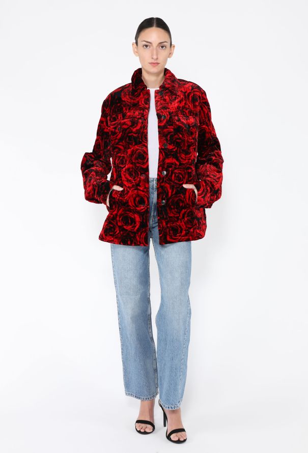 Dries Van Noten F/W 2021 Velvet Rose Printed Jacket - 5
