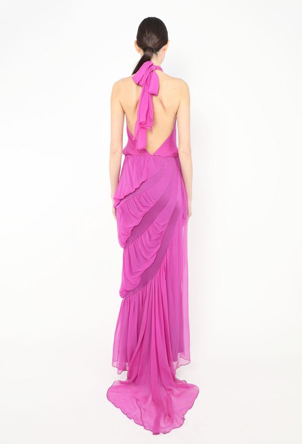 Emanuel Ungaro Vintage Draped Chiffon Halter Gown - 4 Emanuel Ungaro Vintage Draped Chiffon Halter Gown - 4