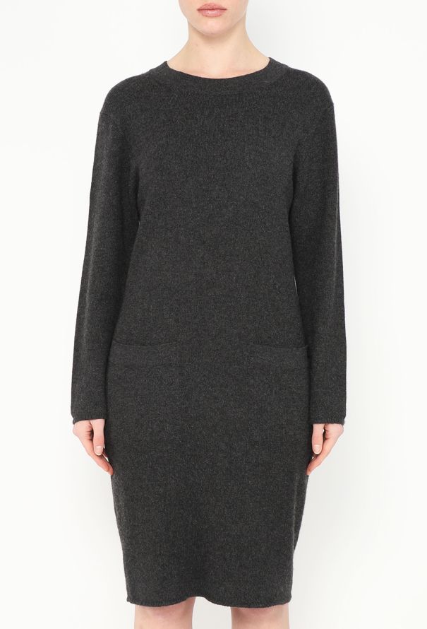 Chanel Anthracite Cashmere Knit Dress - 3