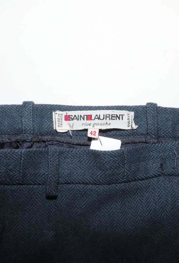 Saint Laurent '80s Herringbone Pleated Trousers - 5