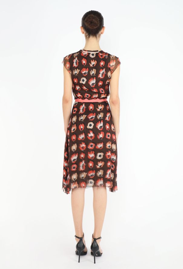 Prada F/W 2000 Poppy Chiffon Dress - 5
