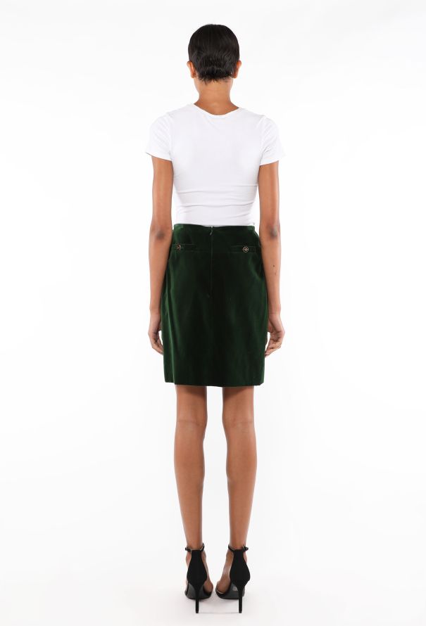 Chanel Vintage Velvet 'CC' Button Skirt - 4