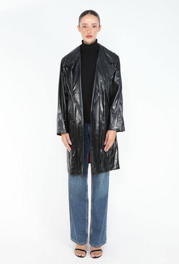 Saint Laurent 1990 Patent Belted Trench Coat - 2