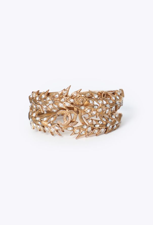 Chanel Spring 2010 Strass Leaf 'CC' Cuff - 1