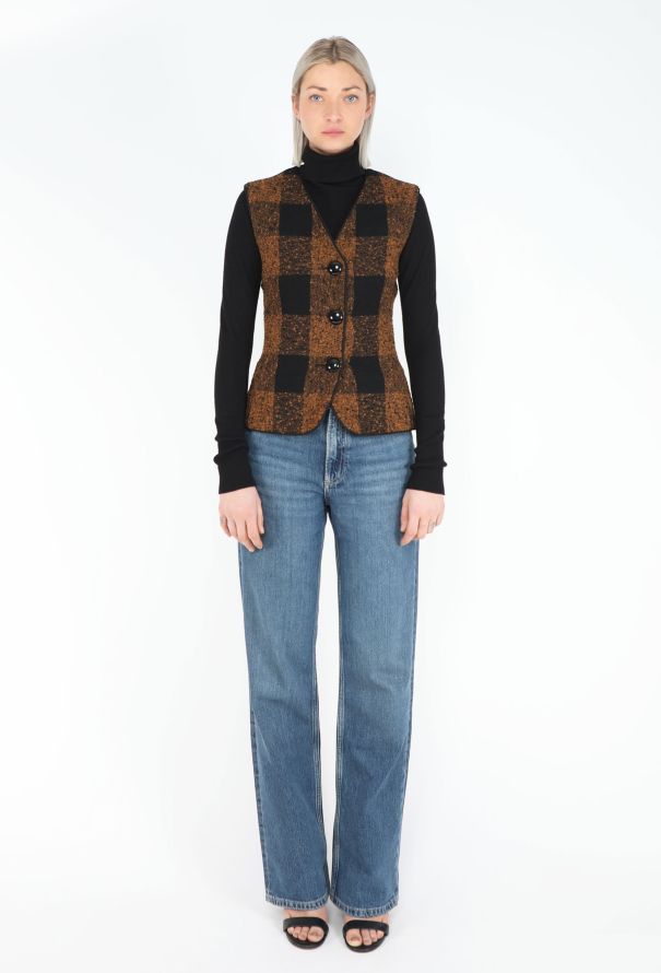 Odicini '90s Plaid Velvet Vest - 2