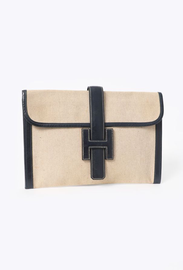 Hermès '70s Toile H & Box Jige Clutch - 2