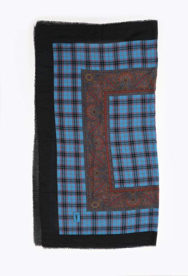 Saint Laurent '70s Paisley Checkered Scarf - 3 Saint Laurent '70s Paisley Checkered Scarf - 3