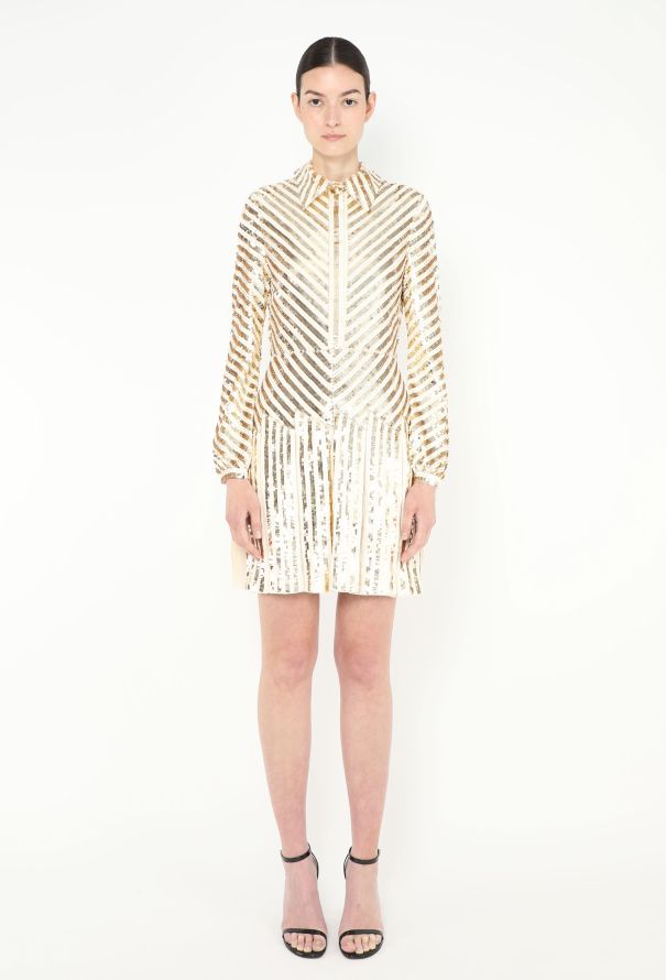 Valentino 2022 Sequin Appliqué Fluted Dress - 1