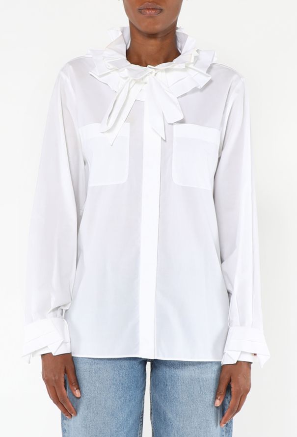 Chanel 2018 Ruffled Cotton Blouse - 1