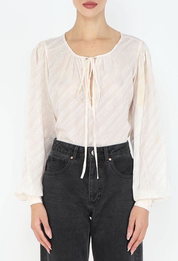 Saint Laurent '70s Jacquard Silk Lavallière Blouse - 1