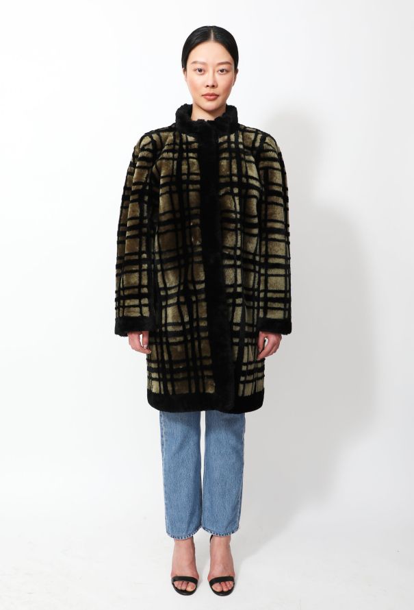 Dior Vintage Checkered Fur Coat - 2