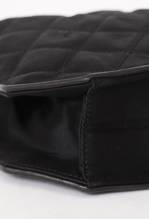 Chanel '90s Black Satin Octagon Classic Chain Bag - 7