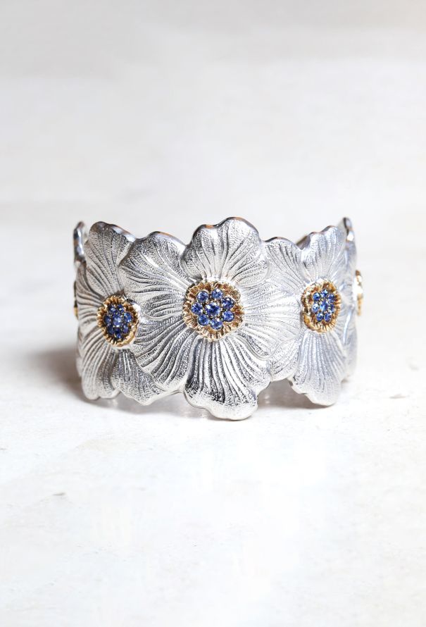 Buccellati Silver & Sapphire Blossoms Gardenia Cuff - 1