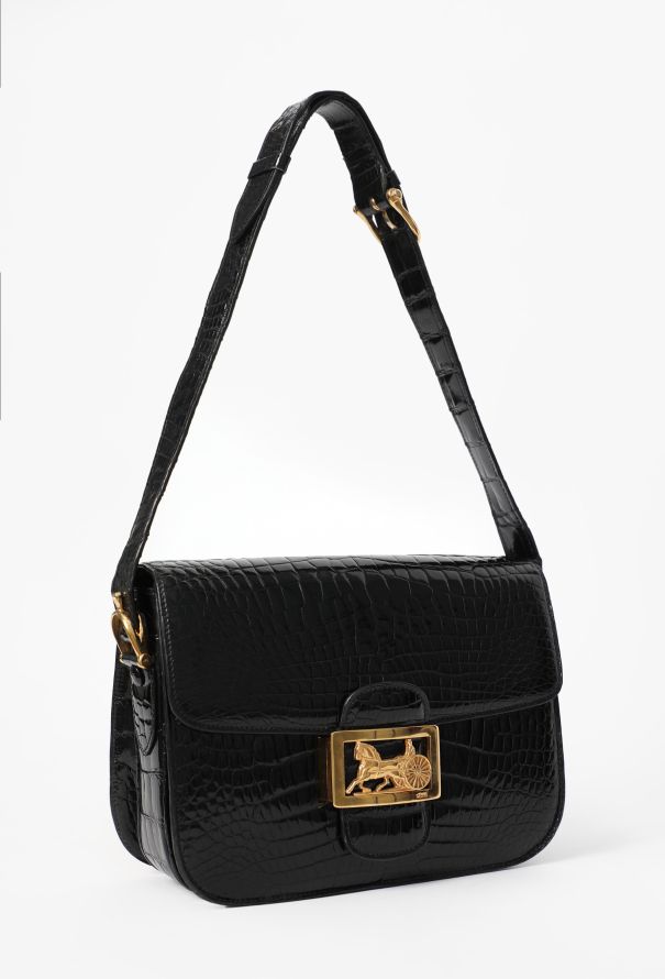 Céline Vintage Crocodile Calèche Bag - 2