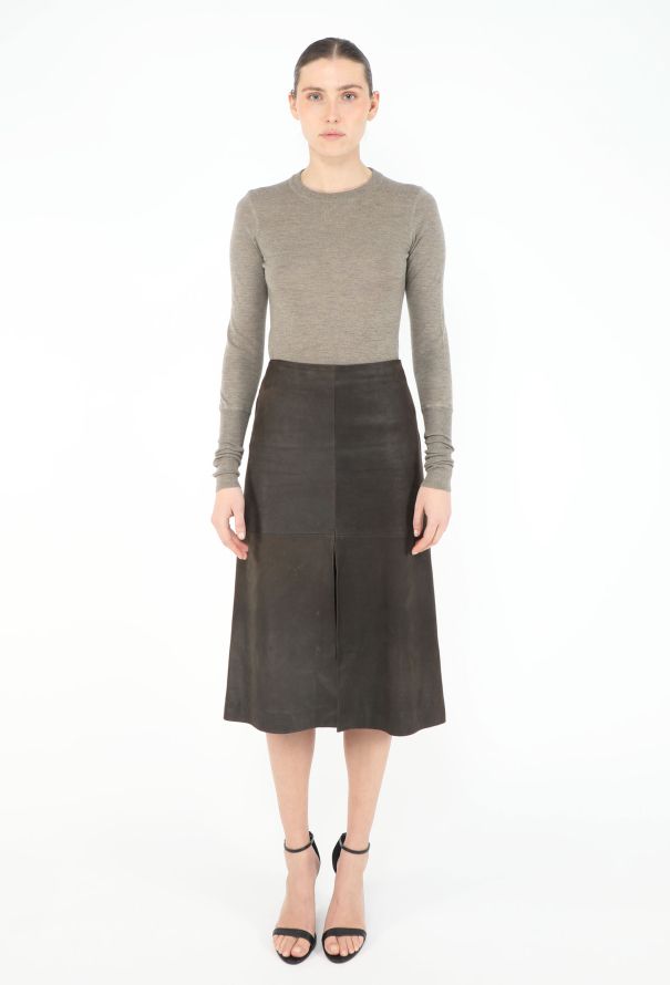 Jil Sander Late '90s Suede Slit Skirt - 1