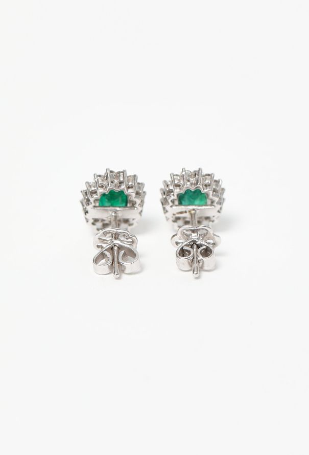 Modern Fine Jewelry 18k White Gold, Diamond & Emerald Earrings - 4 Modern Fine Jewelry 18k White Gold, Diamond & Emerald Earrings - 4