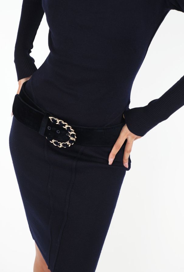 Chanel F/W 2006 Velour Chain-Buckle Belt - 4