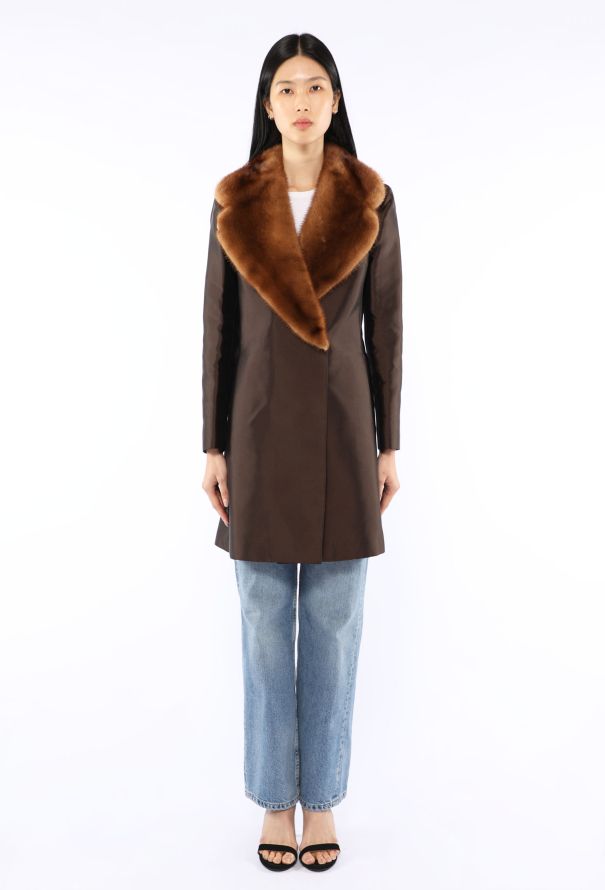 Dolce & Gabbana Silk & Mink Fur Trim Coat, 1997 - 4
