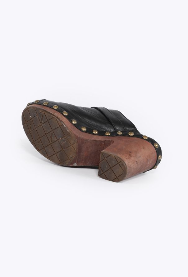 Chanel S/S 2010 Studded Leather Clogs - 6