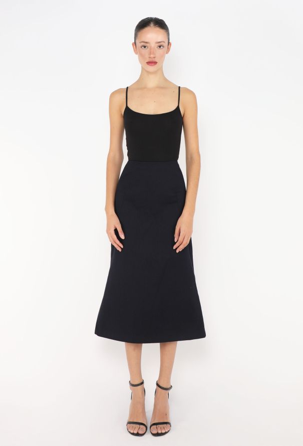 Dries Van Noten 2024 Navy Twill Trumpet Skirt - 1