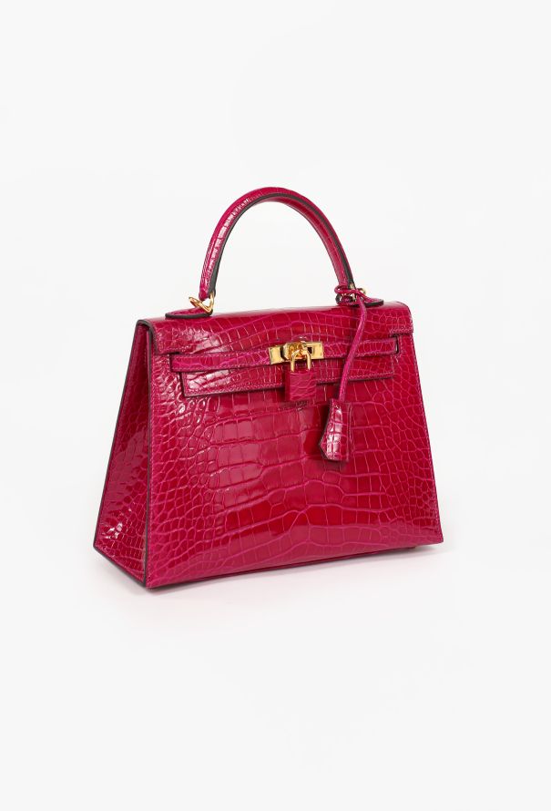 Hermès Exceptional Rose Pourprè Alligator Kelly Sellier 25 - 3