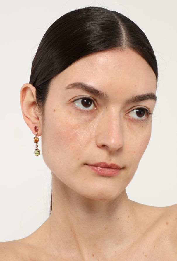 Modern Fine Jewelry 18k Rose Gold, Diamond & Tourmaline Earrings - 4 Modern Fine Jewelry 18k Rose Gold, Diamond & Tourmaline Earrings - 4