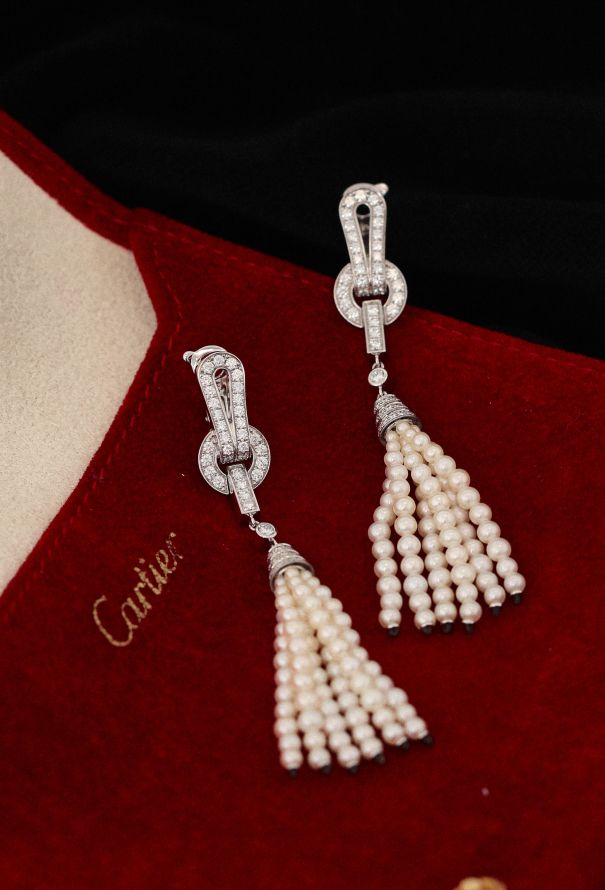 Cartier Agrafe Diamond and Pearl Earrings - 8