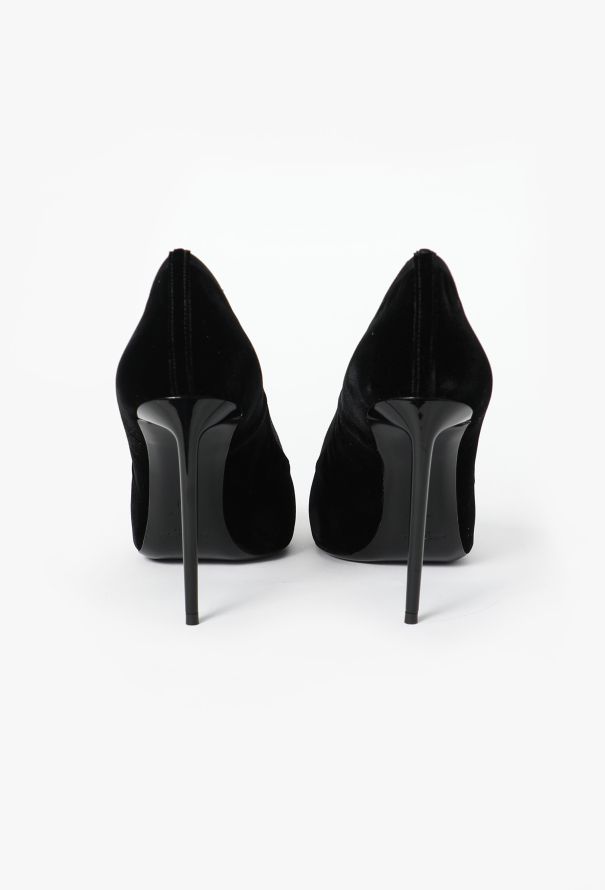 Saint Laurent Velour Grosgrain Trim Stilettos - 4