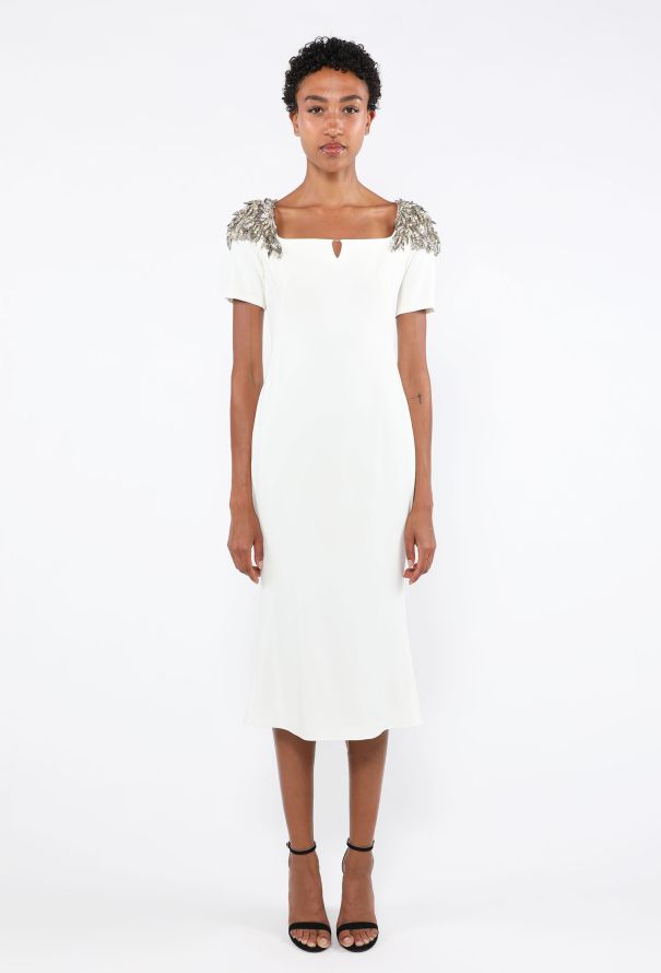 Alexander McQueen Crêpe Beaded Sheath Dress - 1