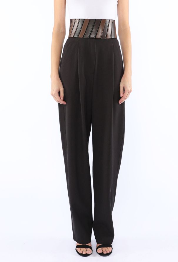 Alaïa Pleated Leather Trim Trousers, Resort 2026 - 4