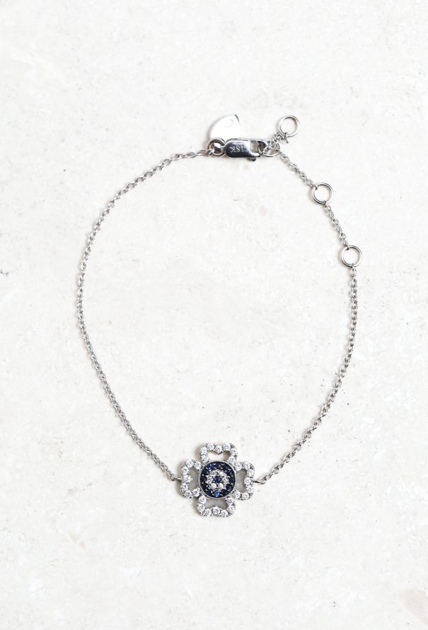 Vintage & Antique 18k Gold, Sapphire & Diamond Flower Bracelet - 1
