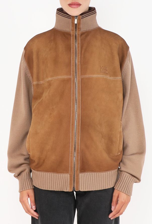 Miu Miu Suede Ribbed Bomber Jacket, F/W 2025 - 4