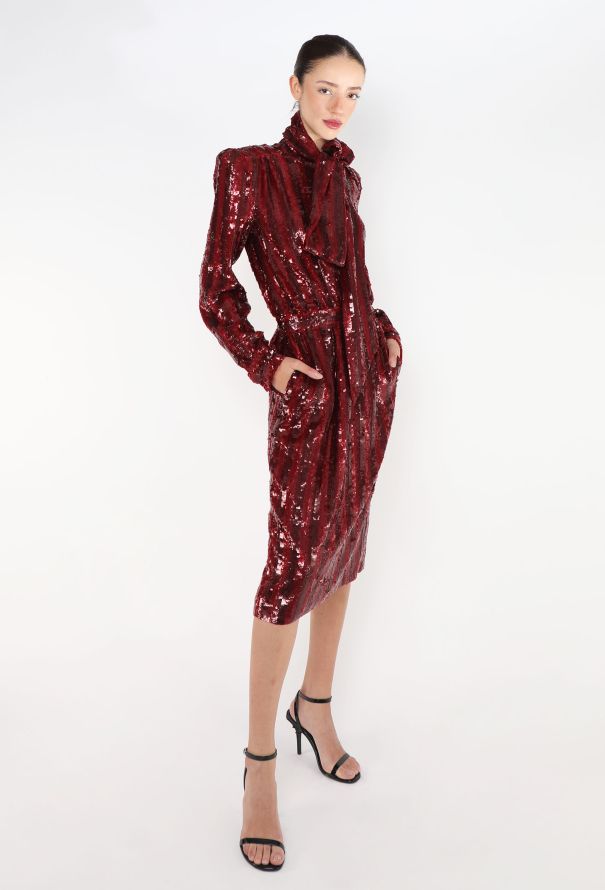 Saint Laurent STUNNING F/W 2020 Sequin Lavallière Dress - 4