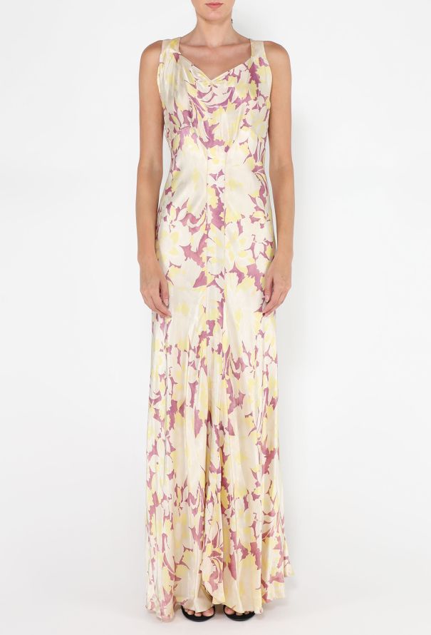 Floral Silk Bias Evening Gown, 1930s - 3