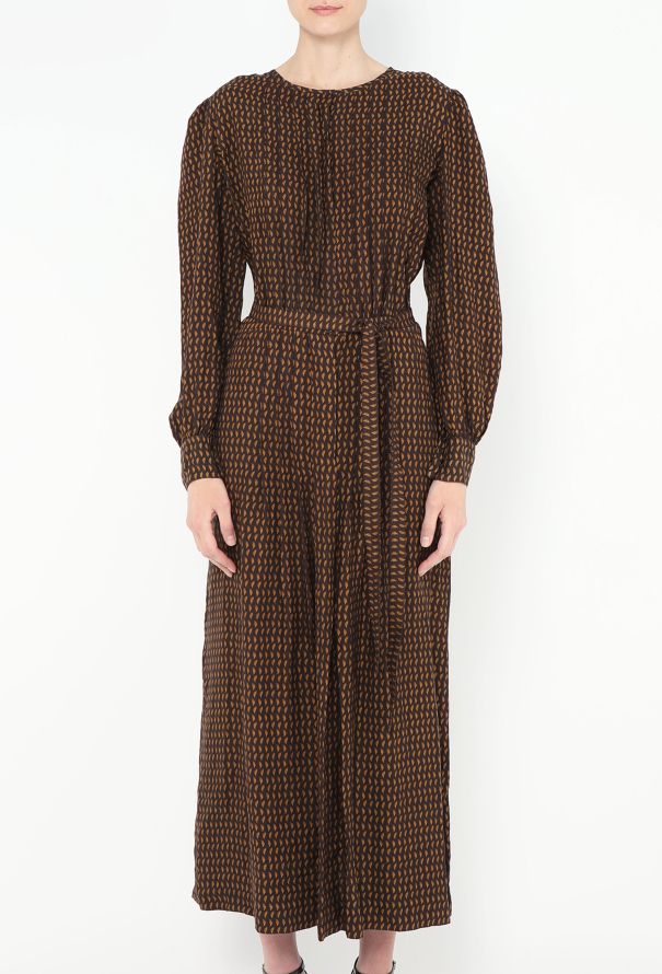 Lanvin Belted Printed Silk Dress - 3 Lanvin Belted Printed Silk Dress - 3