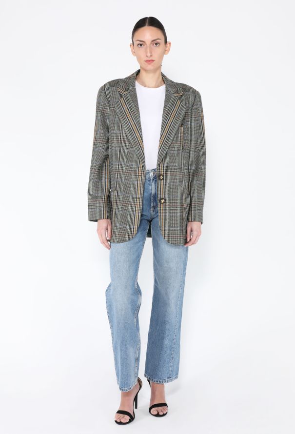 Chanel '80s Herringbone 'CC' Button Blazer - 5