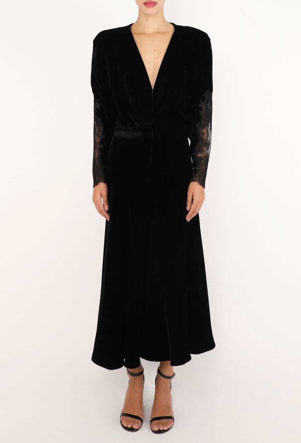Valentino Lace Open-Back Velvet Dress, 1980s - 4