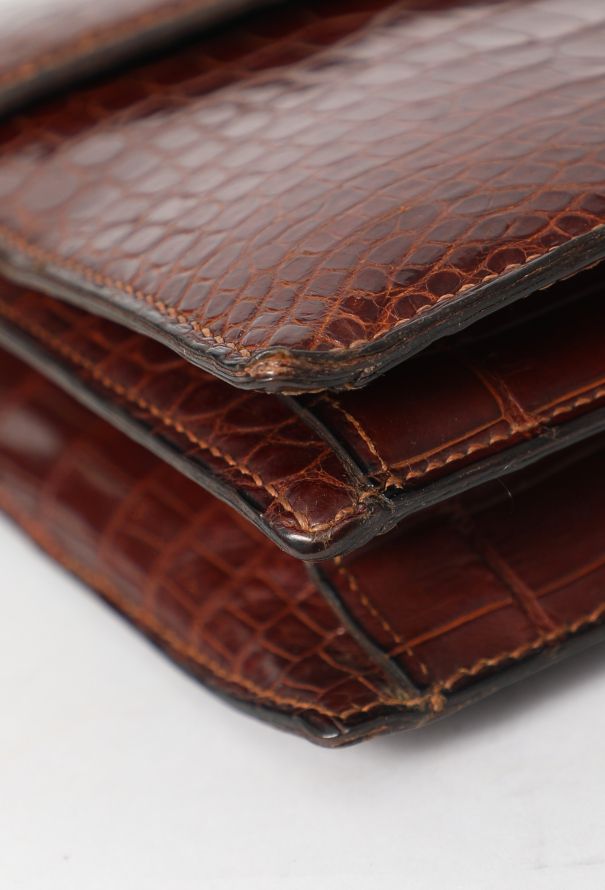 Hermès Vintage Brown Porosus Cordelière Bag - 10